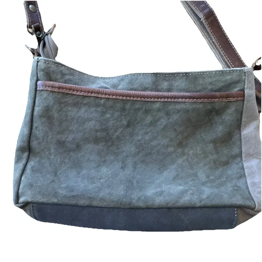 Myra Canvas‎ Leather Crossbody Woven Pockets Boho Natural Festival